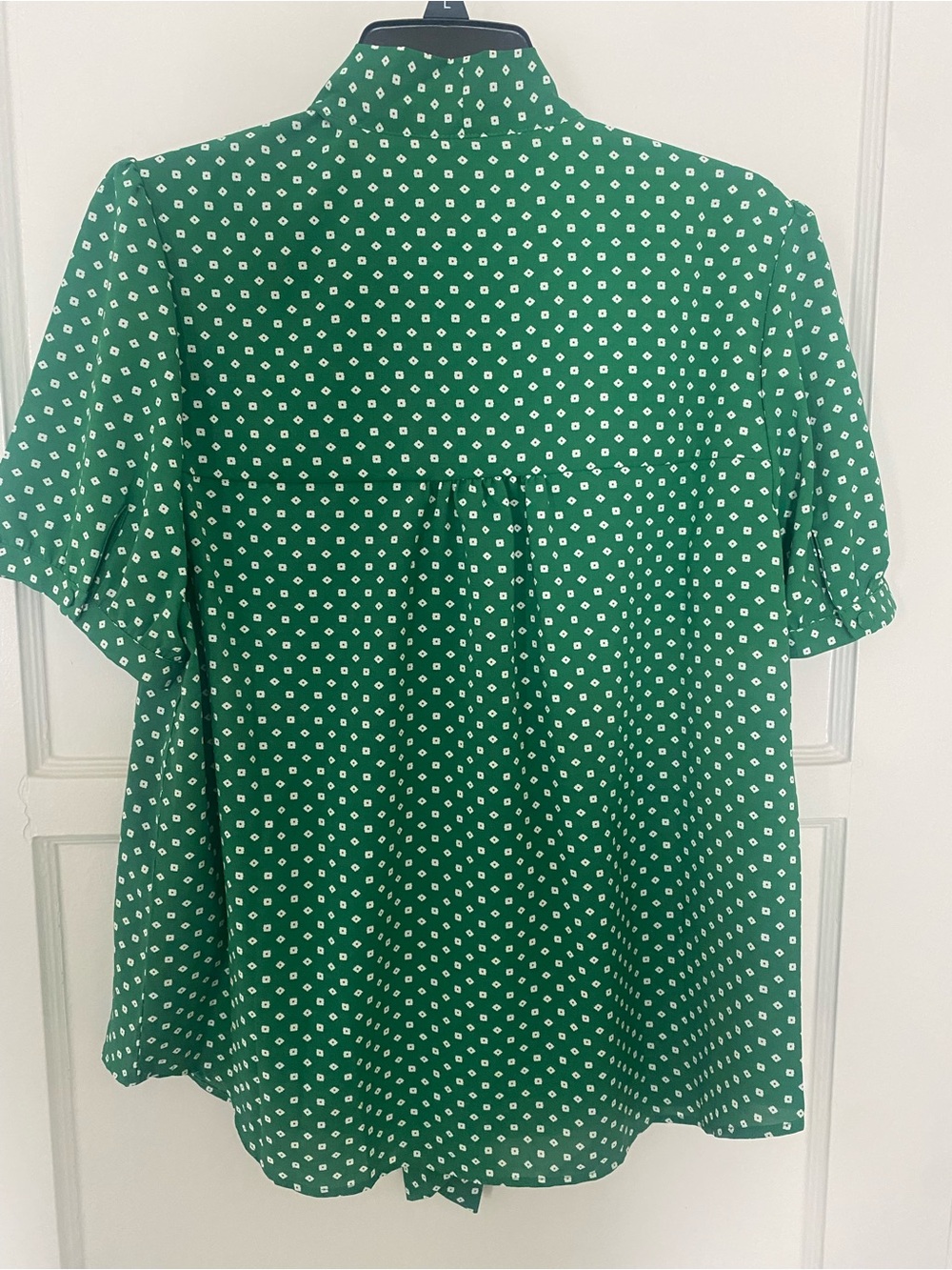 Green Polka Dot Tie-Neck Blouse - Women - Picture 2 of 3